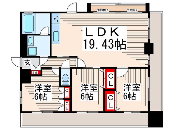 ファミール荒井II(3LDK/14階)の間取り写真