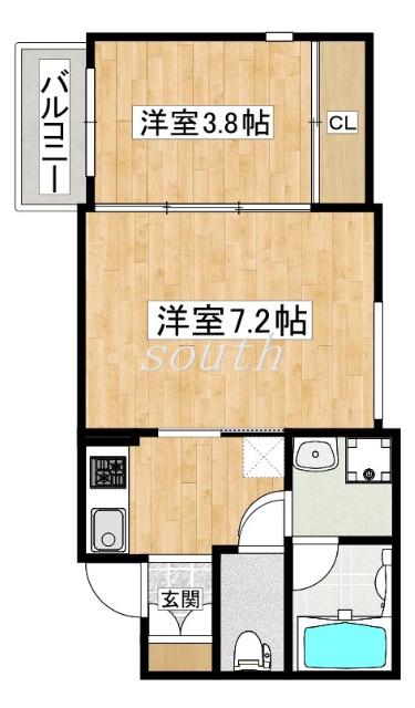 ステディ下新庄(2K/1階)の間取り写真
