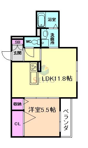 アーククレスト豊中駅前(1LDK/3階)の間取り写真