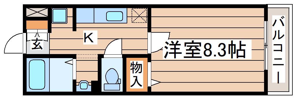 カーサ21(1K/2階)の間取り写真