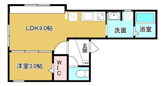 INTEGRAL 中川原(1LDK/1階)の間取り写真