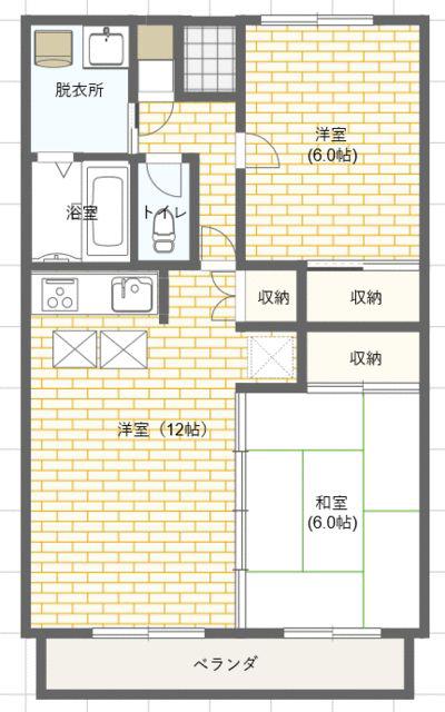 ブルーリボン(2LDK/3階)の間取り写真