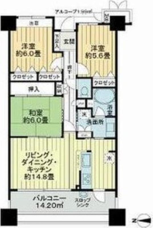 サーパス長町南(3LDK/6階)の間取り写真