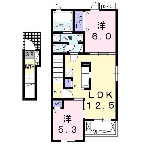 さくらI(2LDK/2階)の間取り写真