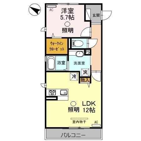 ハピネスII(1LDK/2階)の間取り写真