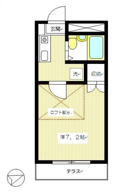 モンテベルテ(1K/2階)の間取り写真