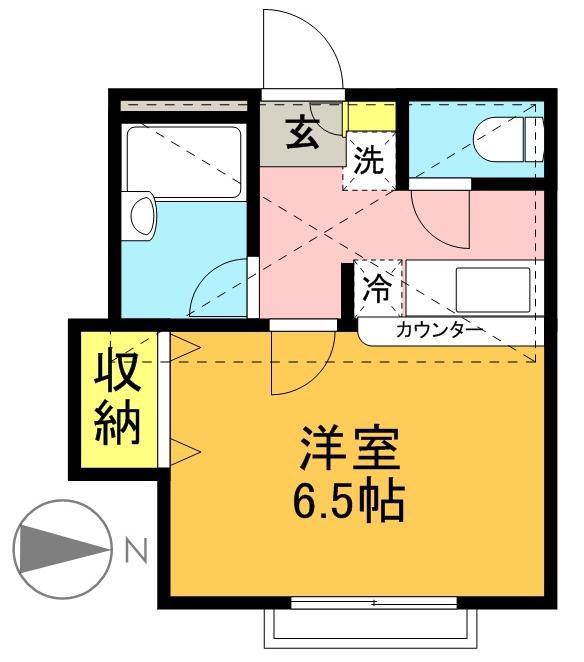 アンジェロ(1K/2階)の間取り写真