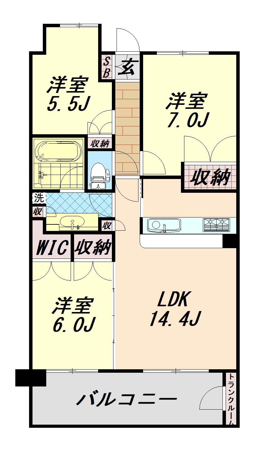 ルネ横浜アーバンテラス(3LDK/6階)の間取り写真