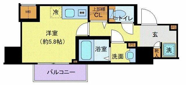 CREVISTA大井町(ワンルーム/5階)の間取り写真