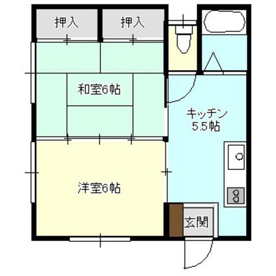コーポ伊長(2K/1階)の間取り写真