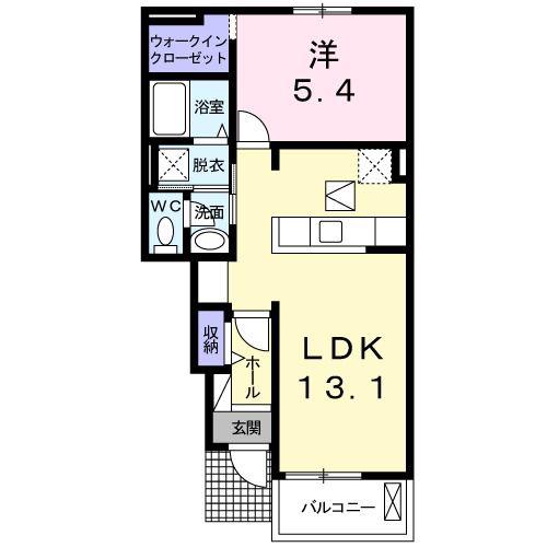 パティオスカイ E(1LDK/1階)の間取り写真