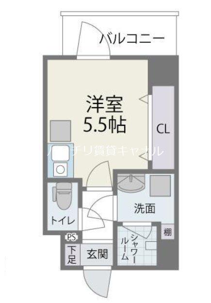 MODERNPALAZZO博多VICINO(ワンルーム/6階)の間取り写真