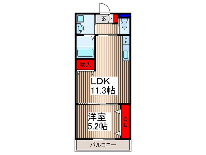 戸田市笹目3丁目アパート(1LDK/3階)の間取り写真
