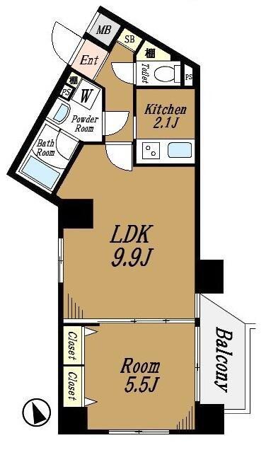 パレステュディオ南青山(1LDK/3階)の間取り写真