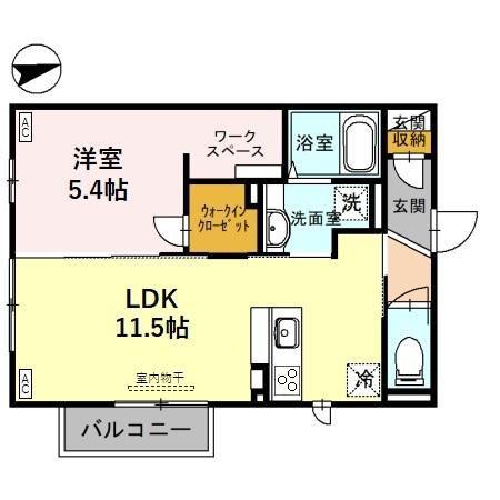 ユースフル高尾台(1LDK/2階)の間取り写真