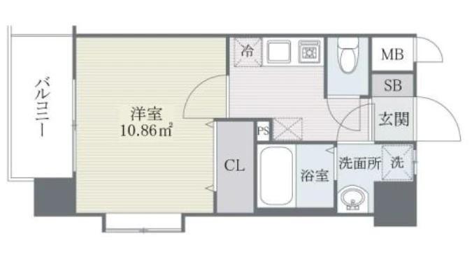 S-FORT姪浜(1K/3階)の間取り写真