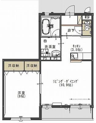 Yヨウトウ7パナハイツ(1LDK/3階)の間取り写真