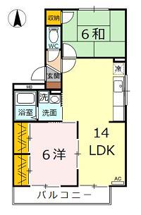 メゾン清水II(2LDK/2階)の間取り写真