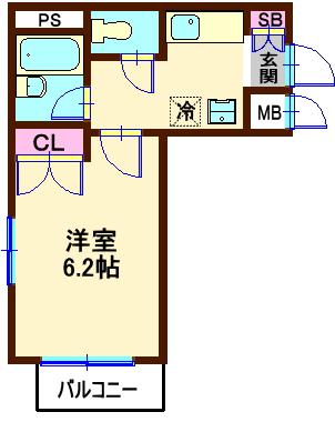 グランヴァン中延(1K/2階)の間取り写真