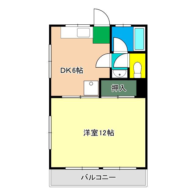 ハイツワカクサ(1DK/3階)の間取り写真