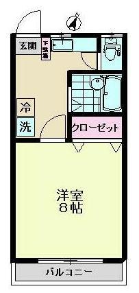 ラフィーネ杉田III(1K/2階)の間取り写真