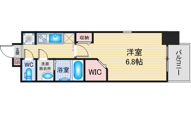 パルティール庄内通(1K/2階)の間取り写真