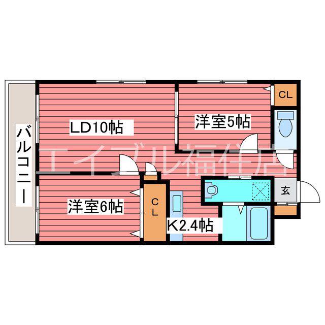 ティアラリヴァーサイド福住(2LDK/4階)の間取り写真