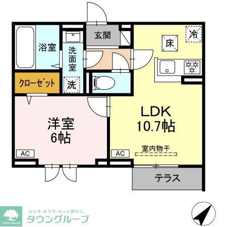 セレスティア南田中(1LDK/1階)の間取り写真
