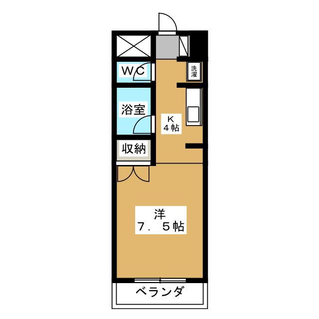 メープル中御所(1K/1階)の間取り写真