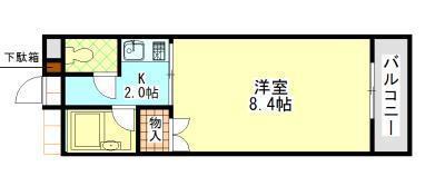 ミリオンプラザ(1K/2階)の間取り写真
