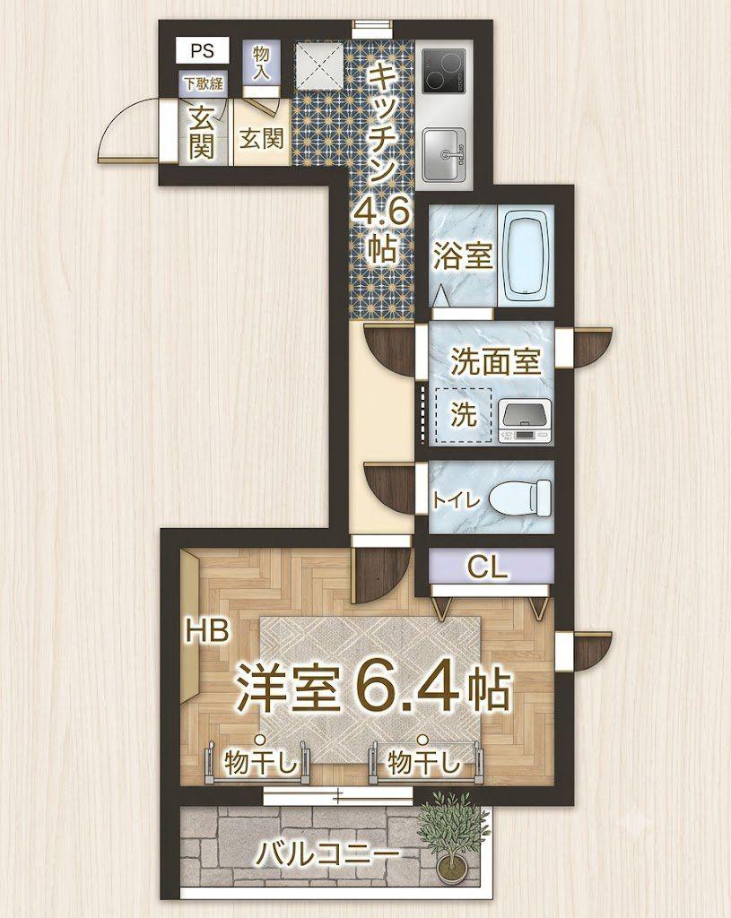 LEAF COURT(1K/2階)の間取り写真