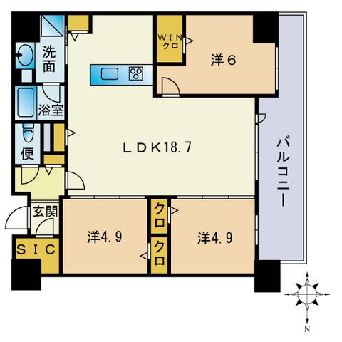 照葉オーシャンステージ イースト棟(3LDK/4階)の間取り写真