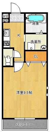 フジパレス忍ケ丘1番館(1K/2階)の間取り写真