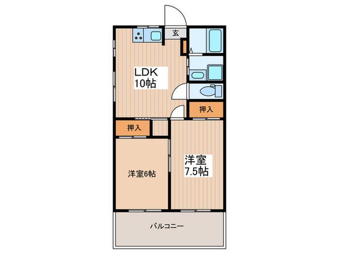 福島第2ハイツ(2LDK/2階)の間取り写真