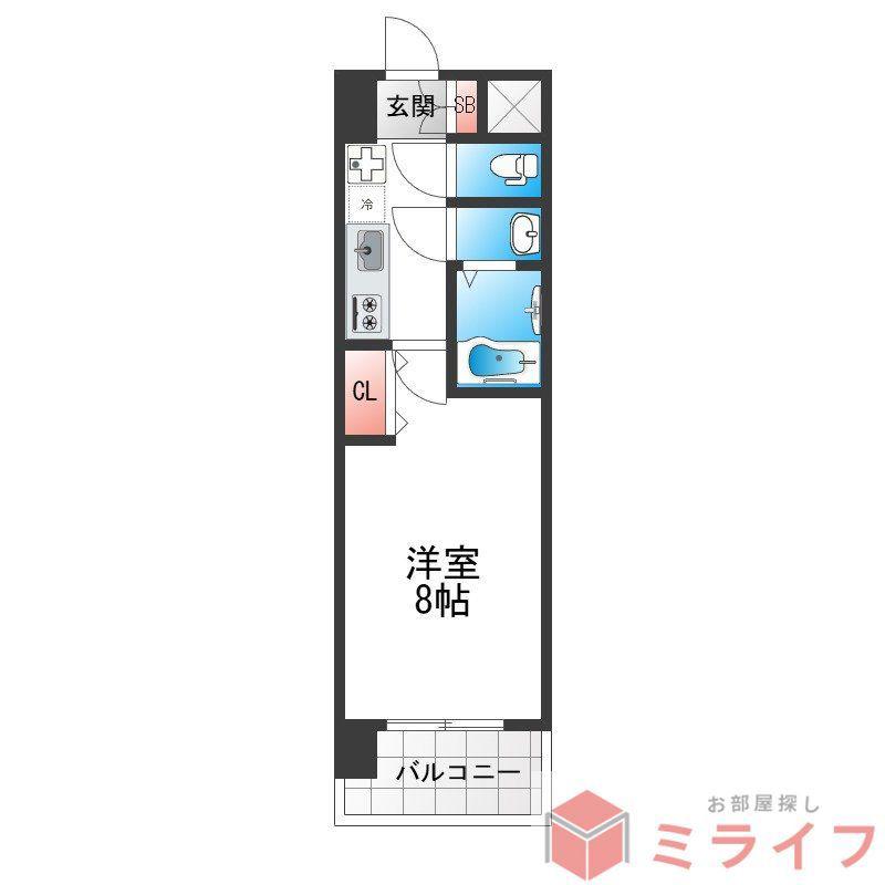 MV.IMP大阪鶴橋(1K/9階)の間取り写真