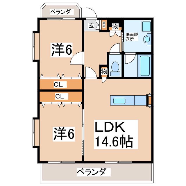 シェル・エトワレ(2LDK/2階)の間取り写真