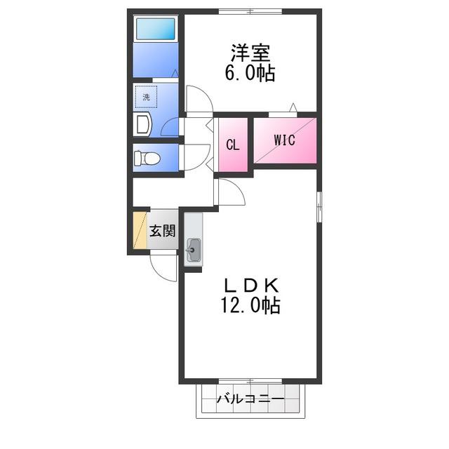 GRACE岸和田(1LDK/2階)の間取り写真