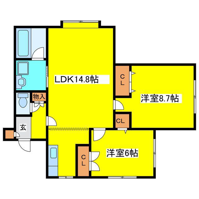 サンエー65(2LDK/3階)の間取り写真