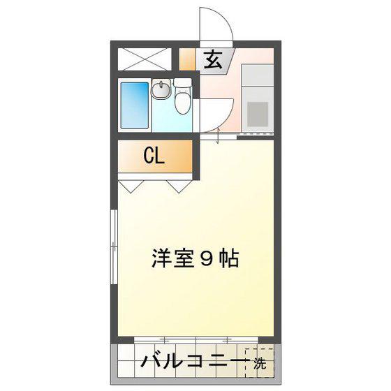 カーサドゥーズ(1K/2階)の間取り写真