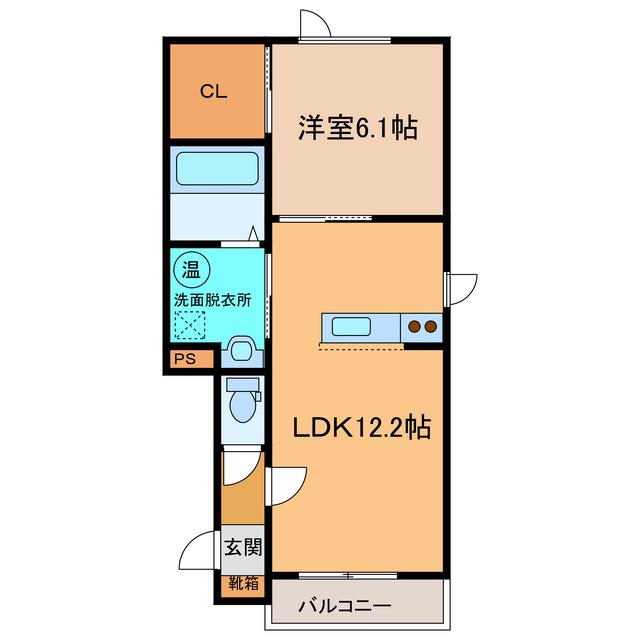 グラシアス帯広RT(1LDK/1階)の間取り写真