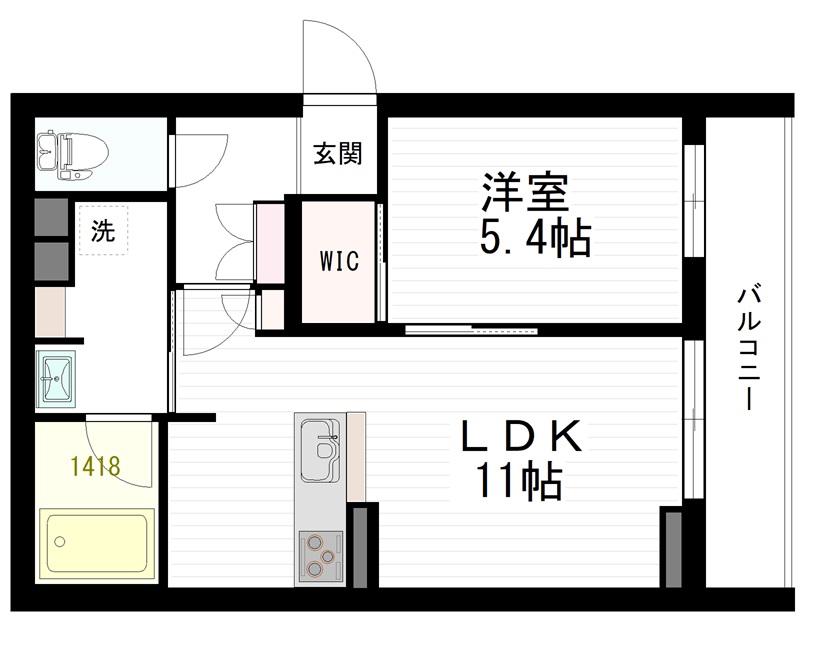 ノーブル新寺(1LDK/1階)の間取り写真