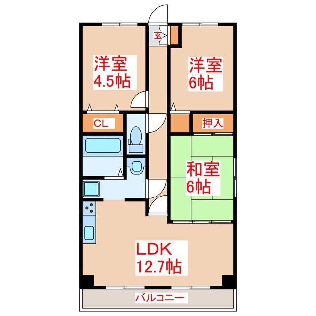 アベニュー高麗(3LDK/3階)の間取り写真