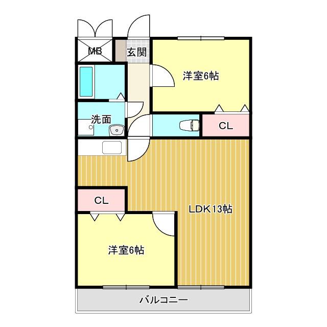 ティアラ(2LDK/1階)の間取り写真