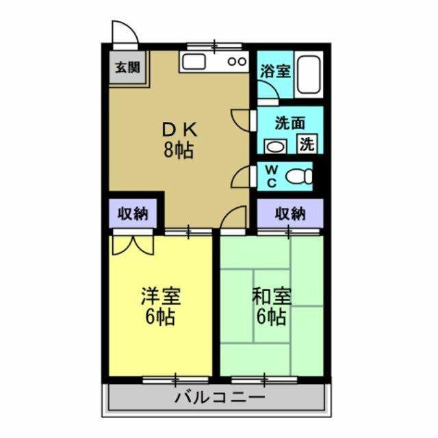 メゾン川瀬(2DK/2階)の間取り写真