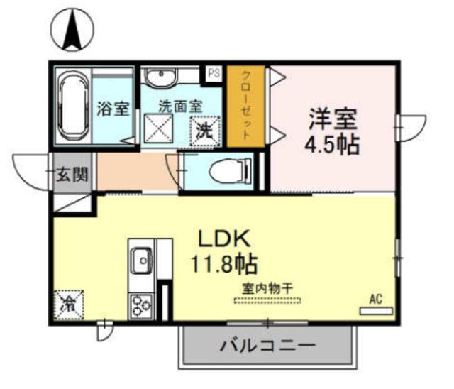 プチアングル(1LDK/1階)の間取り写真