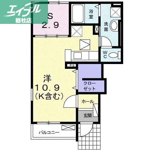 フェリーチェルーナ(1LDK/1階)の間取り写真