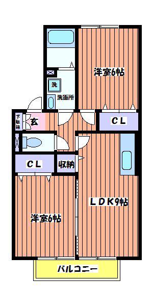ドエル59(2LDK/2階)の間取り写真