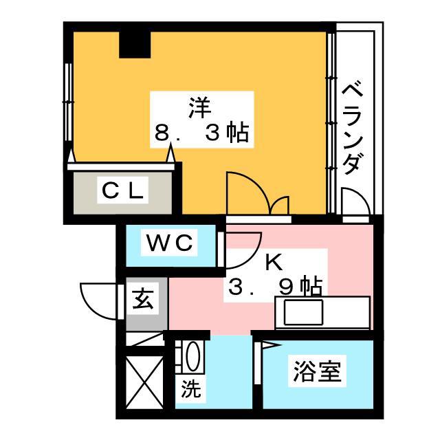 グリーンズマンション(1K/2階)の間取り写真