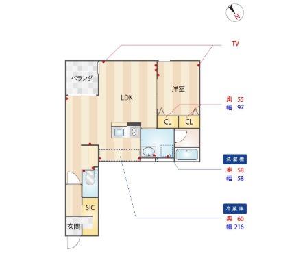 グランリヴィエラ(1LDK/2階)の間取り写真