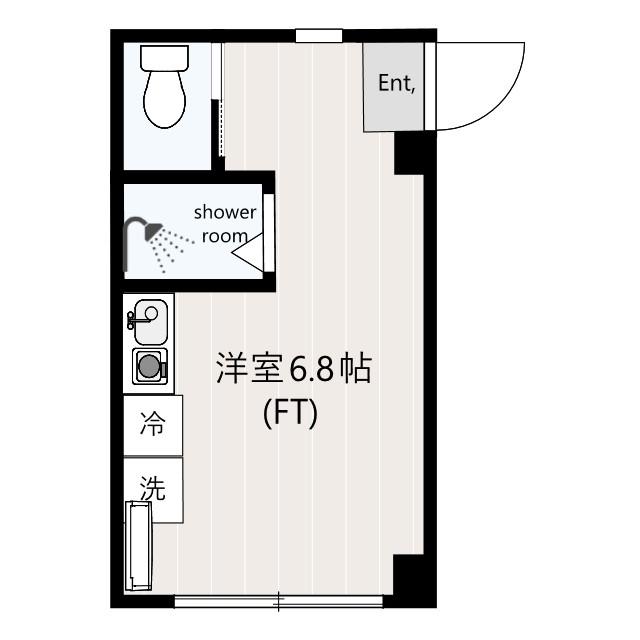ドミひのき(ワンルーム/2階)の間取り写真